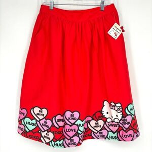NWT ModCloth X Hello Kitty Skirt Sz 8 Red Pink Candy Hearts Valentine's Day